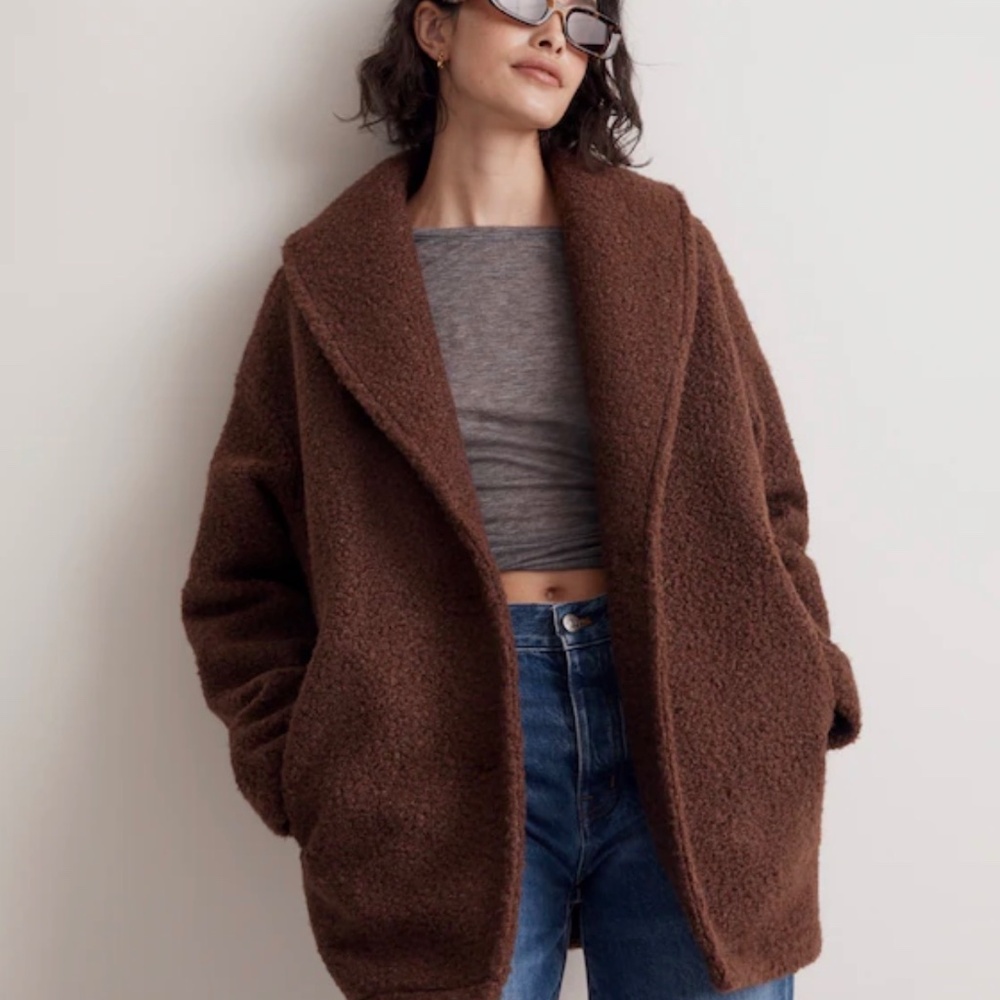 NWT Madewell Pebbled Shearling Shawl Coat
